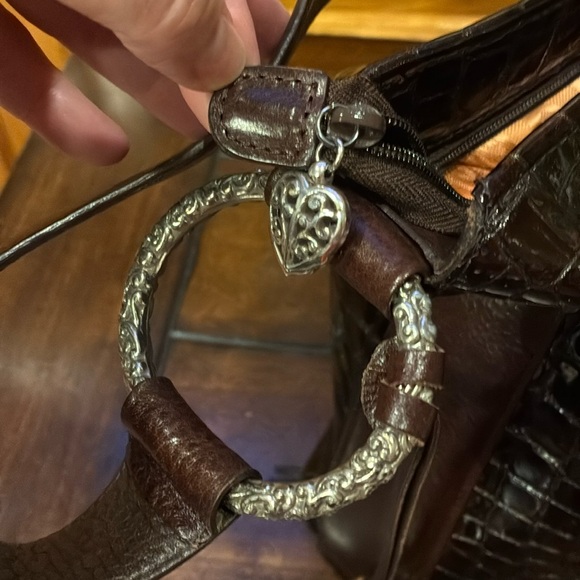 Like New Brighton Cher Brown Patent Leather Embossed Shoulder Bag (ABBA) - Picture 10 of 16